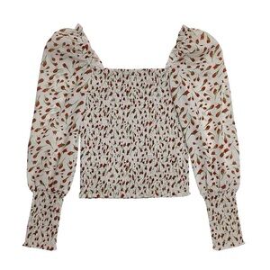 Foral print smocked blouse
